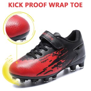 ziitop Kids Soccer Shoes for Boys Girls Youth Football Cleats Outdoor & Indoor Baseball Shoes, Lightweight Breathable Conical Studs, Running & Training for Students (Little Kids/Big Kids) BlackRed