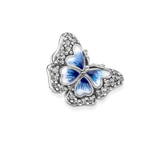 Pandora Blue Butterfly Sparkling Charm Bracelet Charm Moments Bracelets - Stunning Women's Jewelry - Gift for Women - Made with Sterling Silver, Cubic Zirconia & Enamel