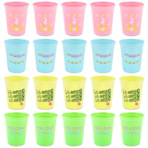 Ainibar Easter Disposable Plastic Party Cups - 20 Pack Reusable Tumblers, 16oz Plastic Stadium Cups, 4 Festive Drinking Pun Designs, Perfect for Easter Day Party Supplies