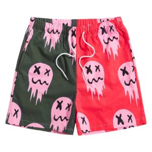 WDIRARA Men's Graphic Print Colorblock Drawstring Waist Active Pocket Shorts Multicolored M