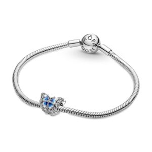 Pandora Blue Butterfly Sparkling Charm Bracelet Charm Moments Bracelets - Stunning Women's Jewelry - Gift for Women - Made with Sterling Silver, Cubic Zirconia & Enamel