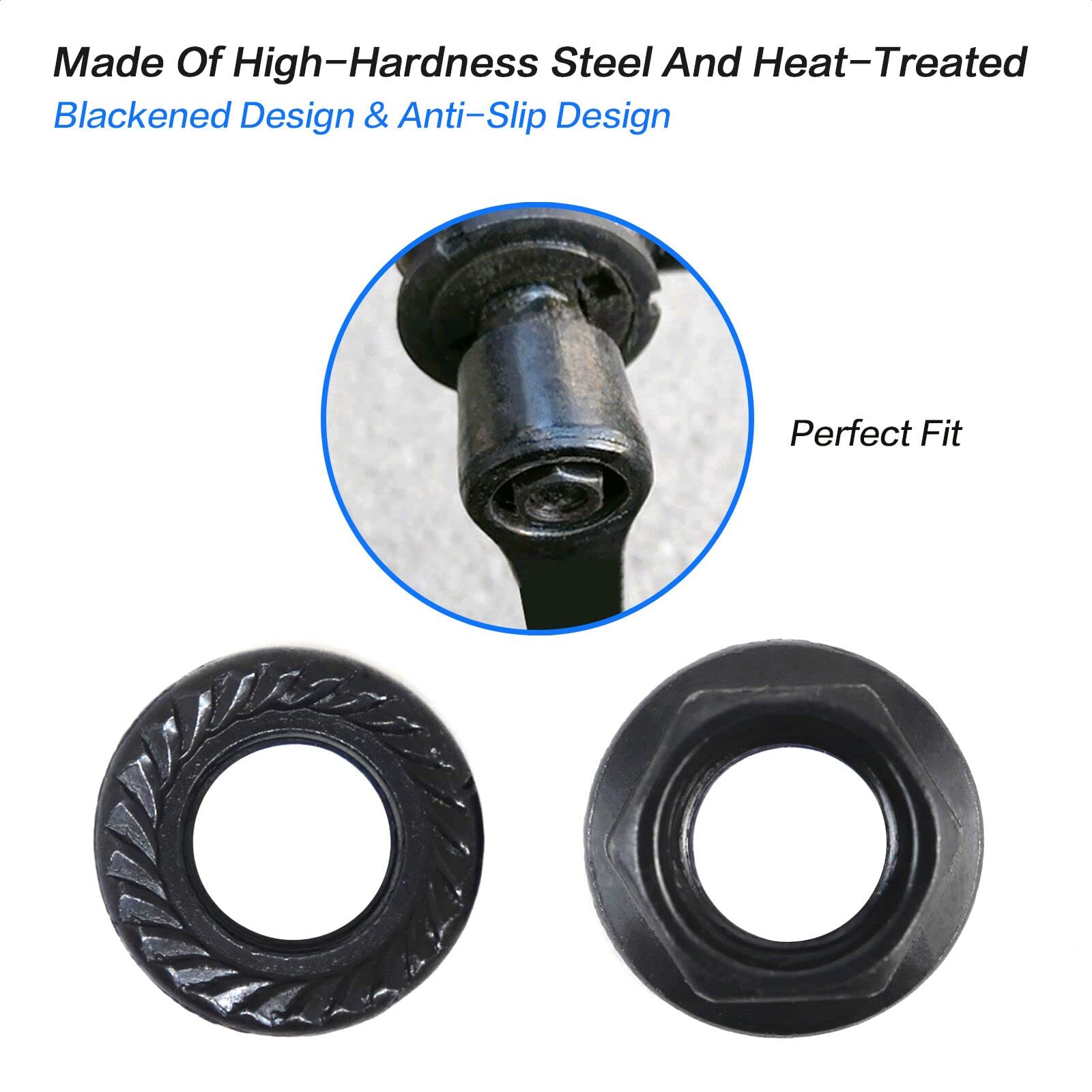 ALEOED 2 Pieces M8 Flange Crank Arms Nuts for Bike Bottom Standard Threaded Type Black Bicycle Crank Nuts