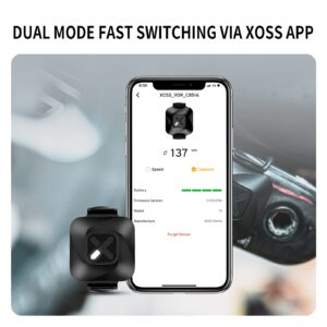 XOSS Vortex Cadence and Speed Sensor Wireless IPX7 Waterproof - 300 Hours Dual Modes Bike Sensor ANT+/Bluetooth 4.0 Compatible for Cycling Computer - 2 Pack