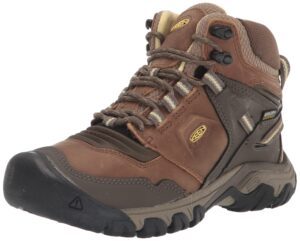 keen women's ridge flex mid height waterproof hiking boots, safari/custard, 10