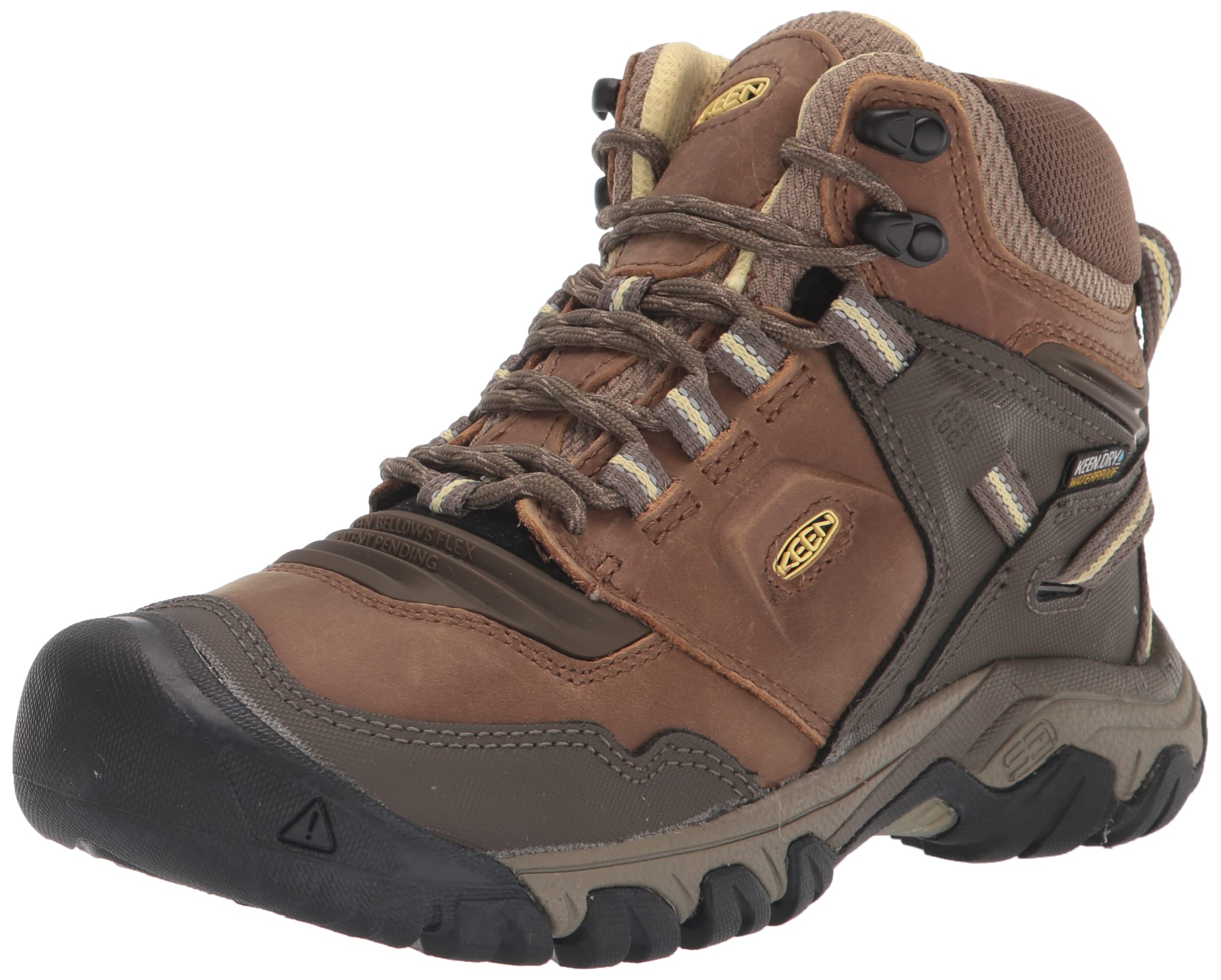 KEEN Women's Ridge Flex Mid Height Waterproof Hiking Boots, Safari/Custard, 10