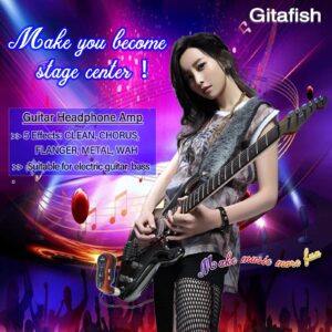 Gitafish Bass Guitar Headphone Mini Amp Bluetooth Electric Bass Micro Amps for Electric Guitar Bluetooth Practice Headphones Small Amps Guitar Portable Headphones Amplifier Pocket Bass Amp