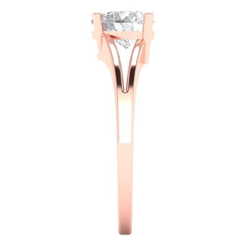 Clara Pucci 1.0 ct Heart Cut Genuine Lab Grown Diamond VS1-VS2 18K Rose Gold Solitaire Bridal Wedding Engagement Designer Ring size 3.5