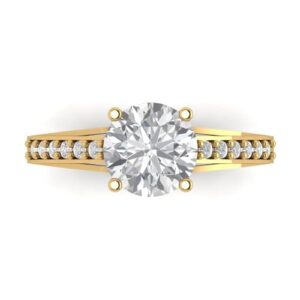 clara pucci 2.21 ct round cut genuine lab grown diamond si1-si2 j-k 14k yellow gold bridal wedding engagement designer ring size 3.5