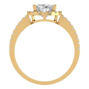 Clara Pucci 4.85 ct Oval Cut Genuine Lab Grown Diamond VS1-VS2 J-K 14K Yellow Halo Gold Bridal Wedding Engagement Designer Ring size 6.5