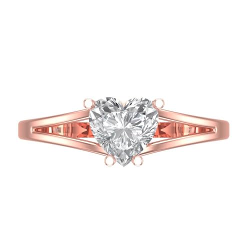 Clara Pucci 1.0 ct Heart Cut Genuine Lab Grown Diamond VS1-VS2 18K Rose Gold Solitaire Bridal Wedding Engagement Designer Ring size 3.5