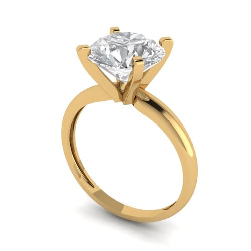 Clara Pucci 2.5 ct Round Cut Genuine Lab Grown Diamond VS1-VS2 18K Yellow Gold Solitaire Bridal Wedding Engagement Designer Ring size 6