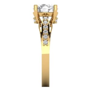 Clara Pucci 2.21 ct Round Cut Genuine Lab Grown Diamond SI1-SI2 J-K 14K Yellow Gold Bridal Wedding Engagement Designer Ring size 3.5