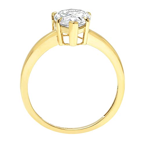 Clara Pucci 1.0 ct Pear Cut Genuine Lab Grown Diamond SI1-SI2 18K Yellow Gold Solitaire Bridal Wedding Engagement Designer Ring size 11