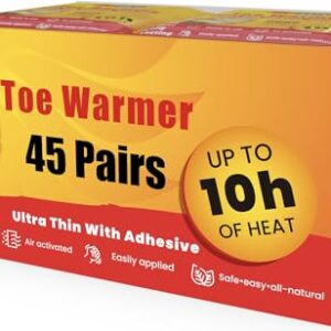 Toe Warmers (45 Pairs) - Up to 10 Hours of Heat, Easily Apply with Adhesive - Ultra Thin, Easy, All Natural - Air Activated, Odorless Hot Toe Warmers - Sport Temp (45)