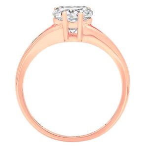 Clara Pucci 1.0 ct Heart Cut Genuine Lab Grown Diamond VS1-VS2 18K Rose Gold Solitaire Bridal Wedding Engagement Designer Ring size 3.5