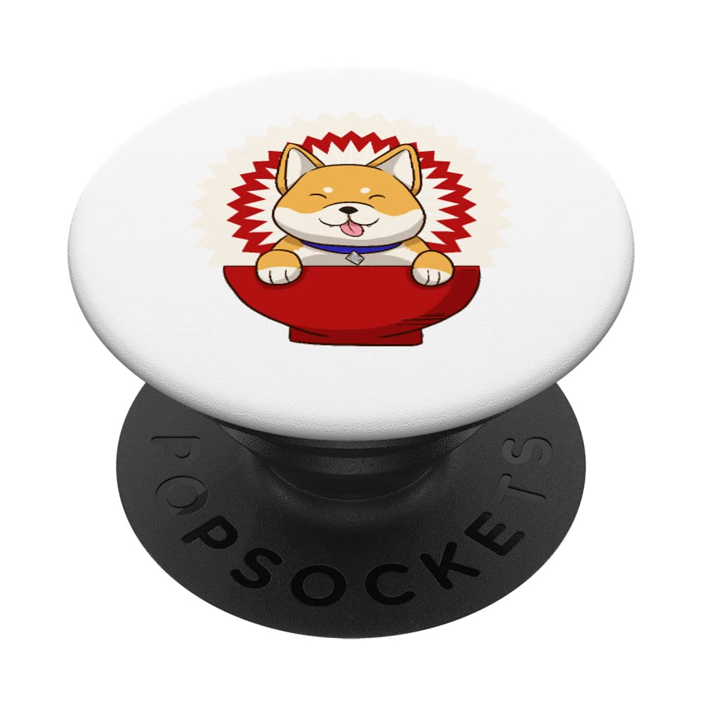 Funny Shiba Inu Uni Dog Red Bowl Love Cute Smile PopSockets Swappable PopGrip