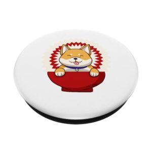 Funny Shiba Inu Uni Dog Red Bowl Love Cute Smile PopSockets Swappable PopGrip