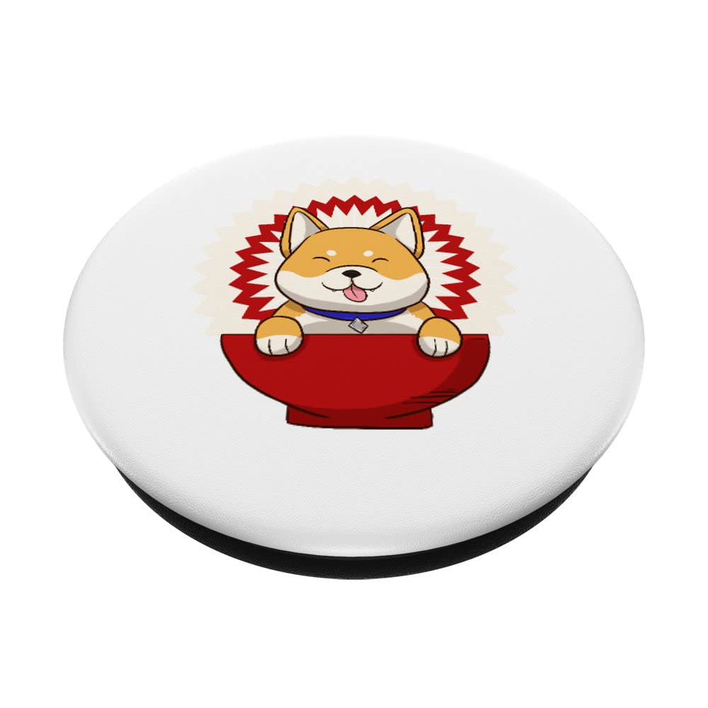 Funny Shiba Inu Uni Dog Red Bowl Love Cute Smile PopSockets Swappable PopGrip