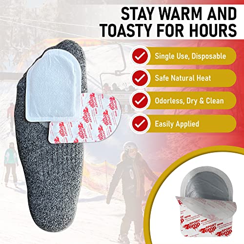 Toe Warmers (45 Pairs) - Up to 10 Hours of Heat, Easily Apply with Adhesive - Ultra Thin, Easy, All Natural - Air Activated, Odorless Hot Toe Warmers - Sport Temp (45)