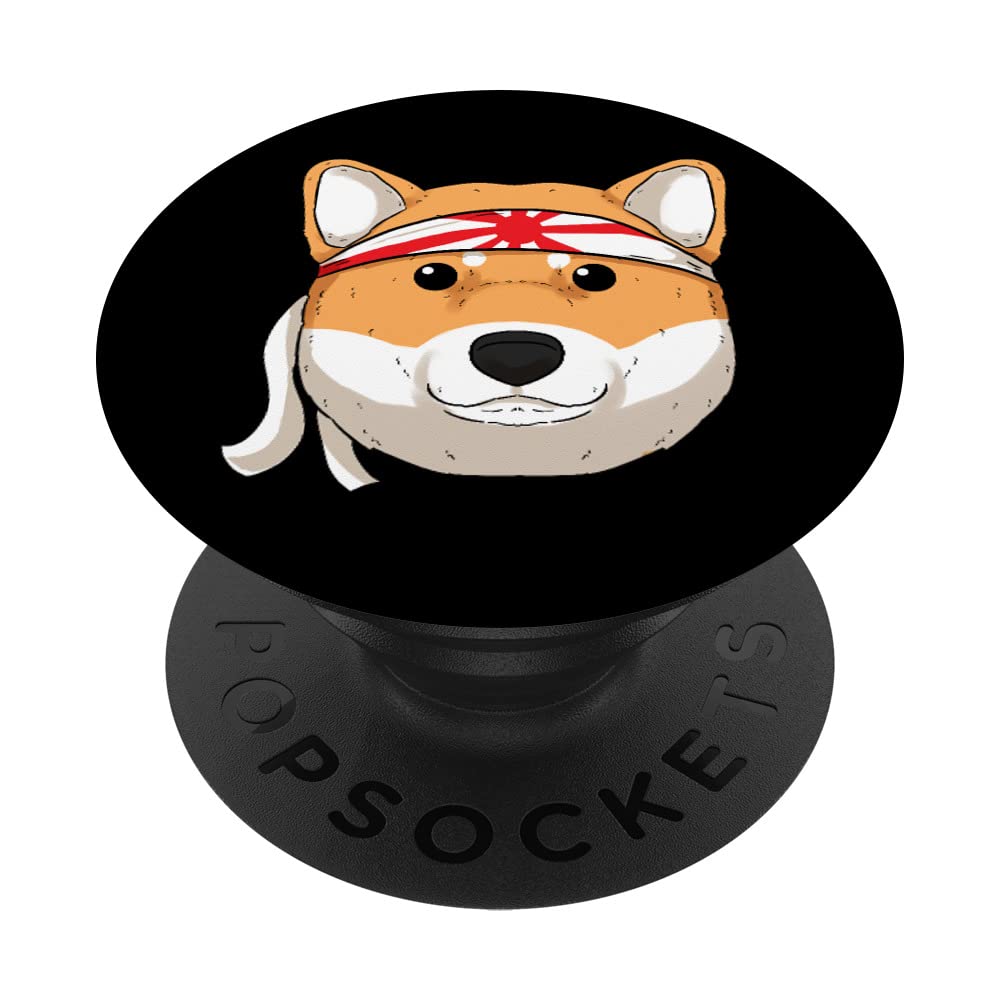 Funny Shiba Inu Uni Dog Red Traditional Bandana Old Flag PopSockets Swappable PopGrip