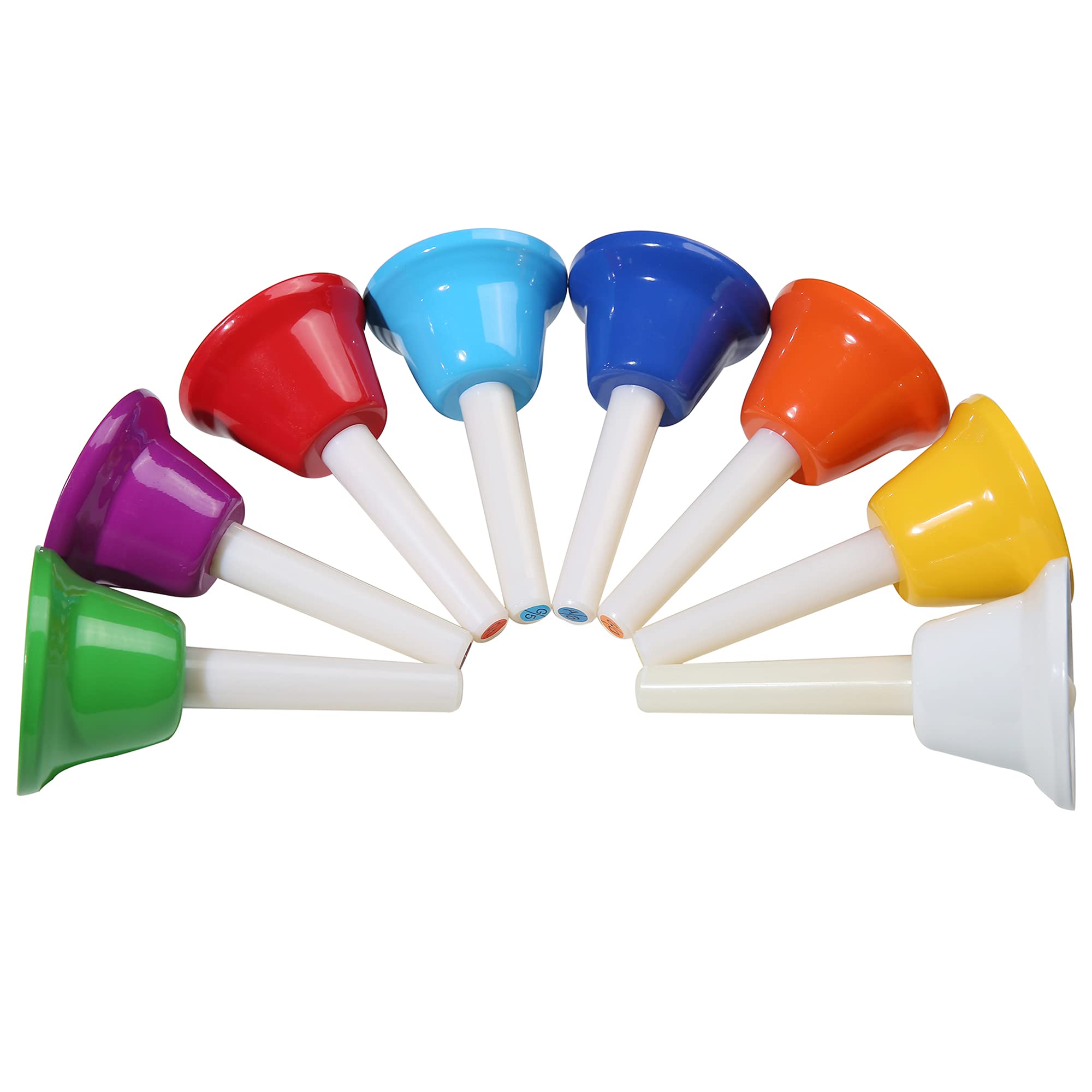 8 Note Hand bells, Colorful Handbells Musical Instrument for Kids Adults School Church Wedding