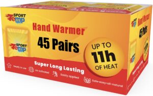 hand warmers (45 pairs) - up to 11 hours of heat, super long lasting - easy, all natural - air activated, for body, hands & toes - odorless hot hand warmer - sport temp