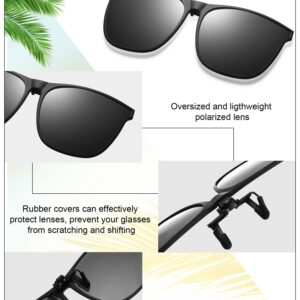 Weewooday 6 Pairs Large Polarized Clip on Sunglasses UV Protection Driving Clip on Sunglass Colorful Flip Frame Glasses for Women Men Eyeglasses