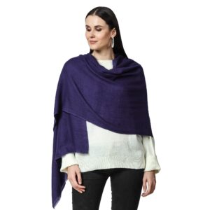 PASHWRAP Cashmere Wrap Handwoven in Kashmir - Luxurious large Cashmere Scarf for Women Lightweight(Navy)