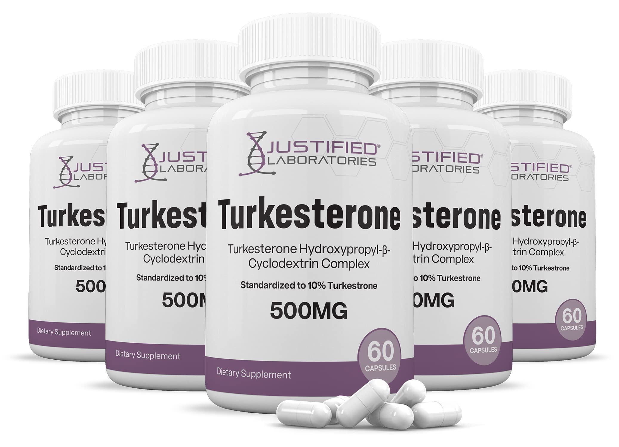 Justified Laboratories (5 Pack Turkesterone 500mg 10% Standardized Naturally Increase Stamina Endurance Strength 300 Capsules