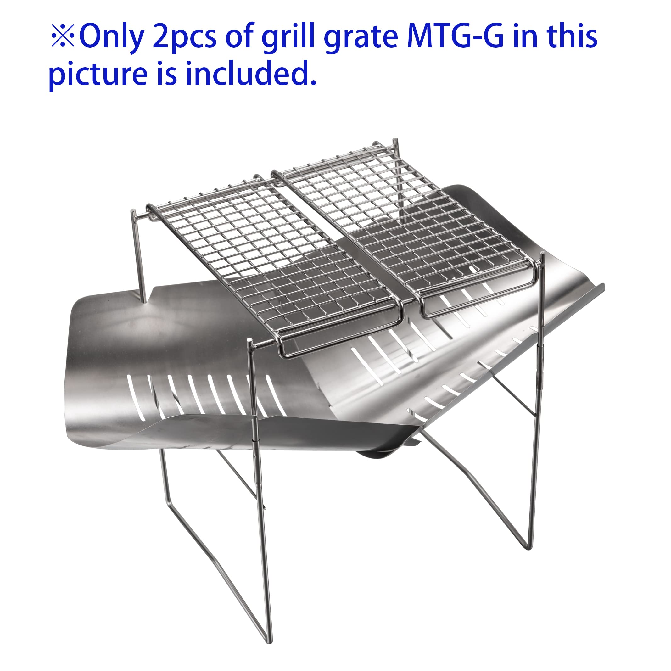 CAMPINGMOON Cooking Grate 2pcs set of Camping Grill Grate 304 Stainless Steel (L 9.3 x W 3.5 x H 0.7) for Camping Stove Grill Campfire Open Fire MTG-2G