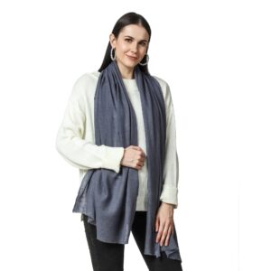 PASHWRAP Cashmere Wrap Handwoven in Kashmir - Luxurious large Cashmere Scarf for Women Lightweight (Slate)