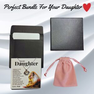 Daughter Gifts From Dad Father Daughter Necklace Birthday Graduation Christmas Jewelry For My Daughter with Message Card and Gift Box (Standard Box, Lion Crown)