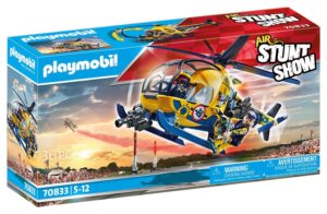 playmobil air stunt show helicopter with film crew