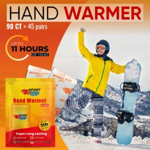 Hand Warmers (45 Pairs) - Up to 11 Hours of Heat, Super Long Lasting - Easy, All Natural - Air Activated, for Body, Hands & Toes - Odorless Hot Hand Warmer - Sport Temp