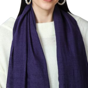 PASHWRAP Cashmere Wrap Handwoven in Kashmir - Luxurious large Cashmere Scarf for Women Lightweight(Navy)