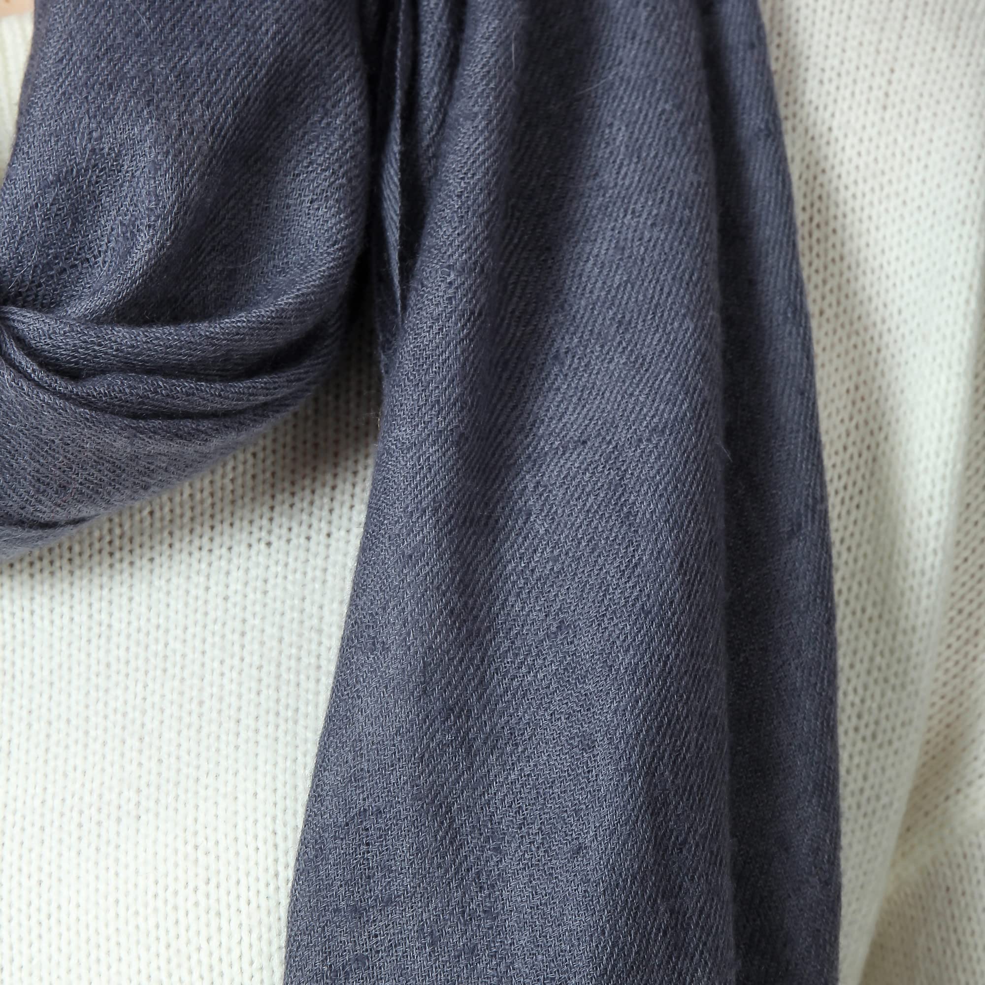 PASHWRAP Cashmere Wrap Handwoven in Kashmir - Luxurious large Cashmere Scarf for Women Lightweight (Slate)