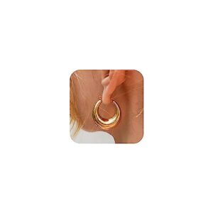 tewiky chunky gold earrings for women, 14k plated small hoop hypoallergenic oval women trendy fashion hoops jewelry gifts