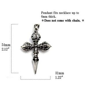 COSUMOSU Tibetan Buddhist Vajra Dorje Cross Amulet 925 sterling silver Pendant for men