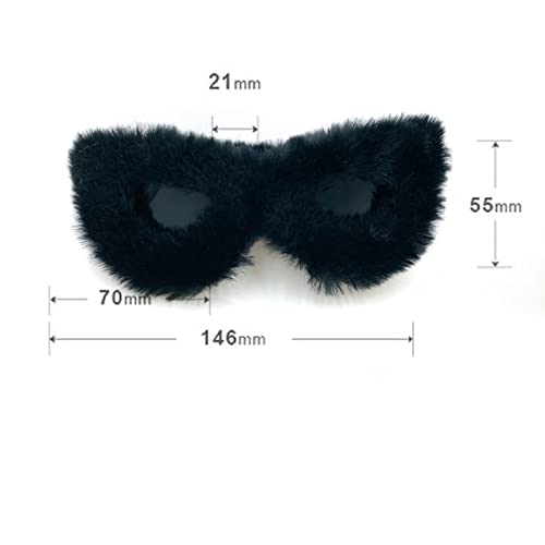 Trendy Cat Eye christmas Sunglasses Women Punk Soft Fur Velvet Sun Glasses Ladies UV400 Shades Handmade Halloween Eyewear (black)