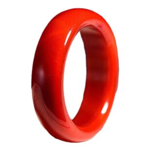 BXSMNH Natural Red Agate Jade Ring Gift for Women Men Genuine Chinese Style Statement Jewelry (Size : 6)