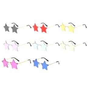 ENTHYI Rimless Star shape Sunglasses Personality Sun Glasses for women/men Party glasses personality pentagram eyewears (pink)