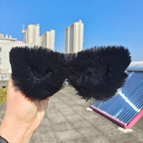 Trendy Cat Eye christmas Sunglasses Women Punk Soft Fur Velvet Sun Glasses Ladies UV400 Shades Handmade Halloween Eyewear (black)