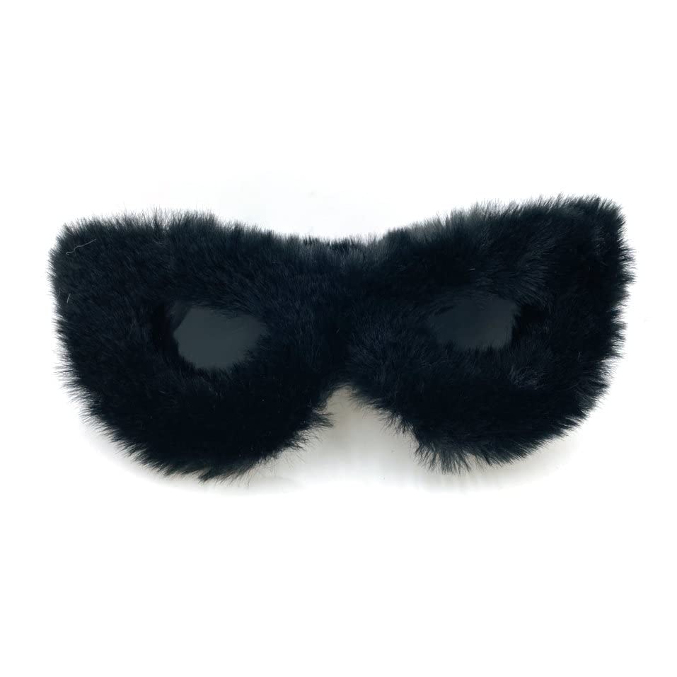 Trendy Cat Eye christmas Sunglasses Women Punk Soft Fur Velvet Sun Glasses Ladies UV400 Shades Handmade Halloween Eyewear (black)