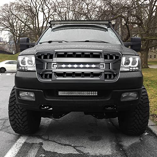 MEGAIE Front Grill Replacement for F150 2004-2008, Matte Black Front Bumper Grille w/Off-Road Lights