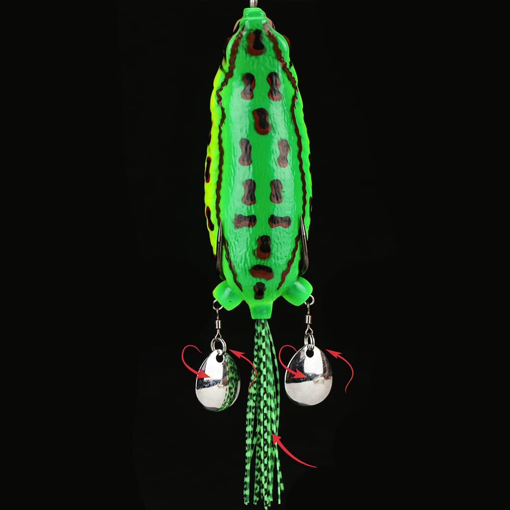 Topwater Frog Lures, Hollow Body Silicone Soft Frog Lure, Sequins Weedless Topwater Lures, Topwater Frog Crankbait Tackle No. 3 Color