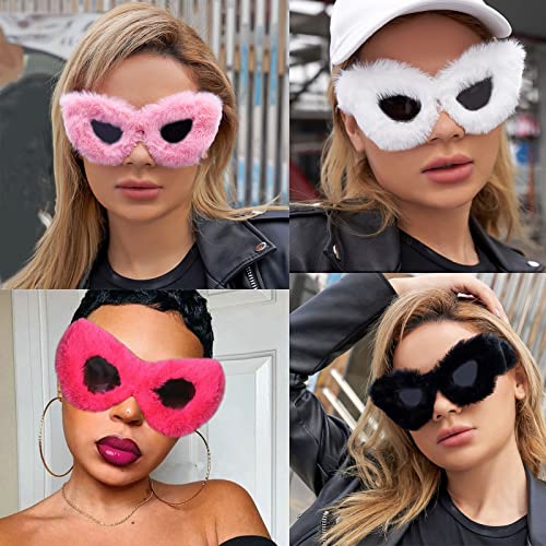 Trendy Cat Eye christmas Sunglasses Women Punk Soft Fur Velvet Sun Glasses Ladies UV400 Shades Handmade Halloween Eyewear (black)