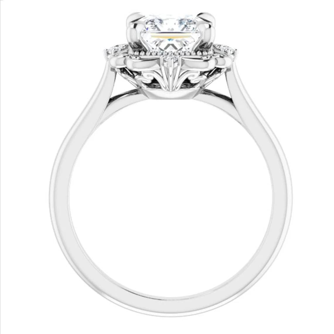 Jewels Store Vintage 2.60 CT Princess Cut White Diamond Victorian Art Deco Antique Engagement Ring, Filigree Ring, in 925 Sterling Silver White Gold or Rose Gold or Yellow Gold Finish (Silver, 9)