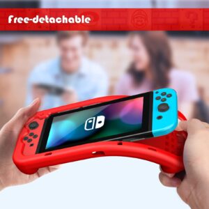 KENOBEE Silicone Case Compatible with Nintendo Switch 2017, Soft Lightweight Ergonomic Grip Protective Cover with Shock-Absorption and Anti-Scratch Design for Switch Console, Red