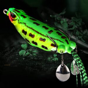 Topwater Frog Lures, Hollow Body Silicone Soft Frog Lure, Sequins Weedless Topwater Lures, Topwater Frog Crankbait Tackle No. 1 Color