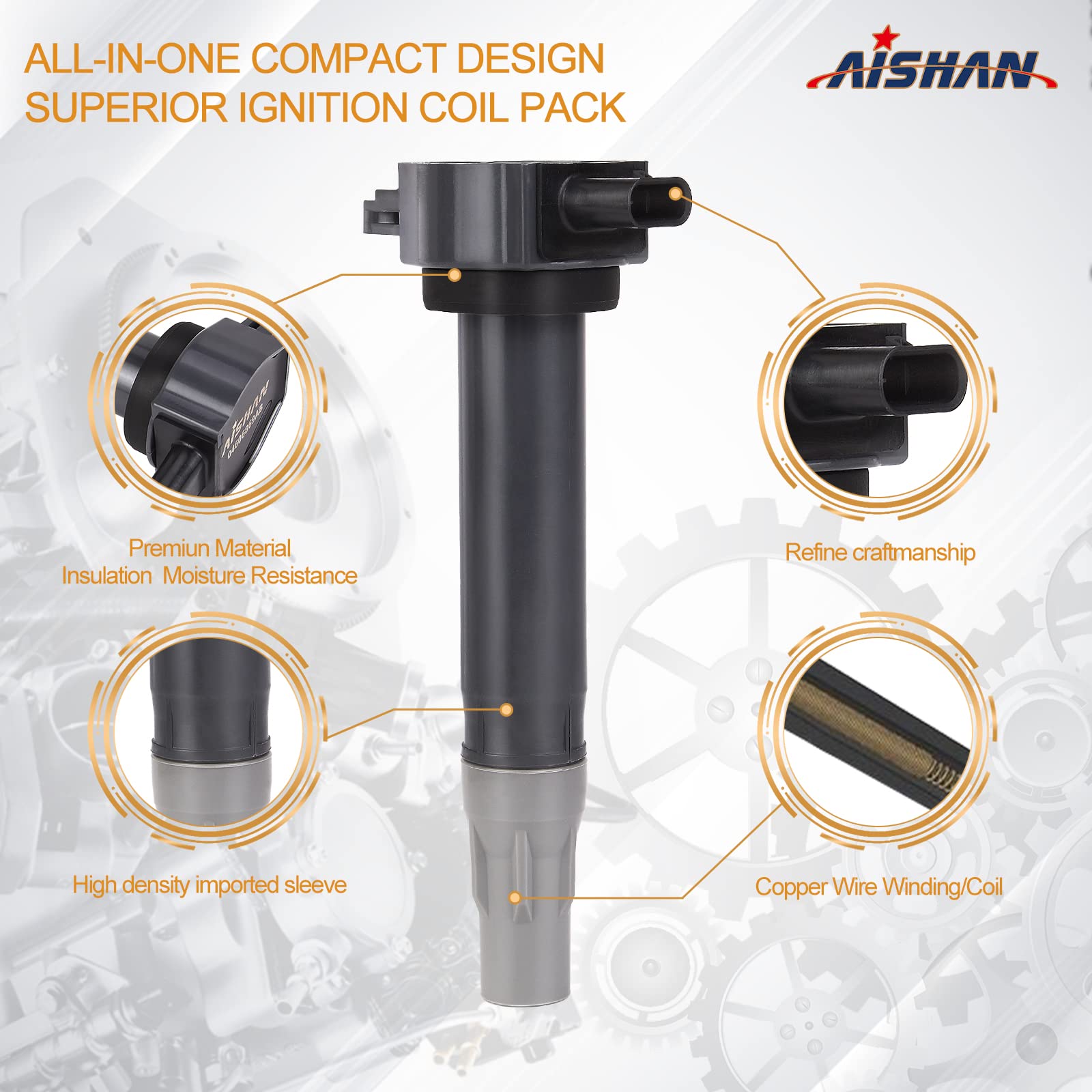 AISHAN Set of 6 Ignition Coil Pack Compatible with 2006-2010 Charger Nitro Magnum & 300 Sebring Pacifica Town & Country 2.7L 3.5L 4.0L V6 | Replace# UF502